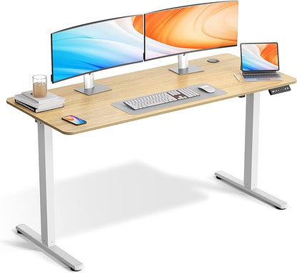 Electric Standing Desk Adjustable Height 55 x 24 Inch, Large Sit Stand Desk, Stand up Desk for Home Office, Computer Workstation (Spliced Desktop,Oak)