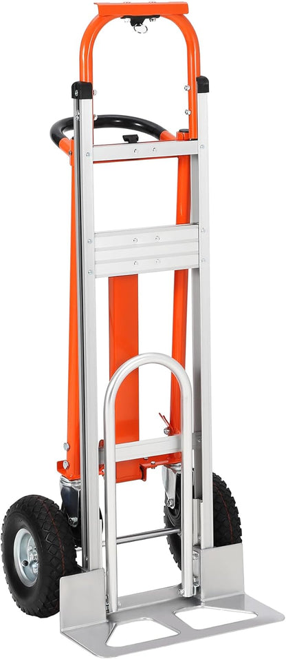 GarveeTech 3 in 1 Convertible Hand Truck Dolly, 770 LBS Load Capacity Folding Cart with Wheels, Elastic Straps, Aluminum Collapsible Dolly Cart for Home, Warehouse, Supermarket, Office