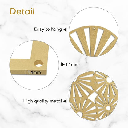 SIGNLEADER Metal Wall Decor Geometric Sunburst Minimalist Modern Abstract Wall Sculpture Hangings Home Decoration for Living Room, Bedroom, Bathroom, Kitchen, Outdoor - 36" Gold