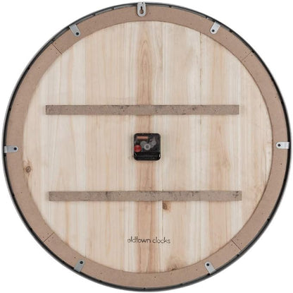 Oldtown Farmhouse Metal & Solid Wood Noiseless Wall Clock (Dark Brown, 30-inch)