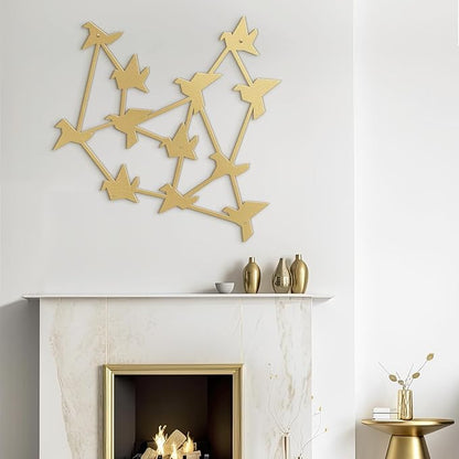 SIGNLEADER Metal Wall Art Decor Free Birds Modern Abstract Wall Sculpture Hangings Home Decoration for Living Room, Bedroom, Bathroom, Kitchen, Outdoor - 18" Gold