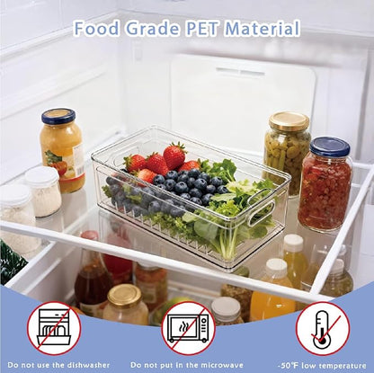 TAYUOOTransparent PET Fruit Draining and Washing colander food storage boxes plastic cookie containers refrigerator organizers (1, rectangle)