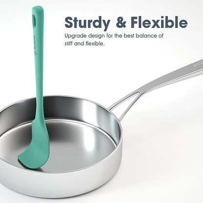 ChefAide 5 Pieces Silicone Spatula Set, Food Grade Rubber Spatula, Upgrade Strong Handle with Ergonomic Grip, Heat Resistant Up to 600°F for Nonstick Cookware, Cooking