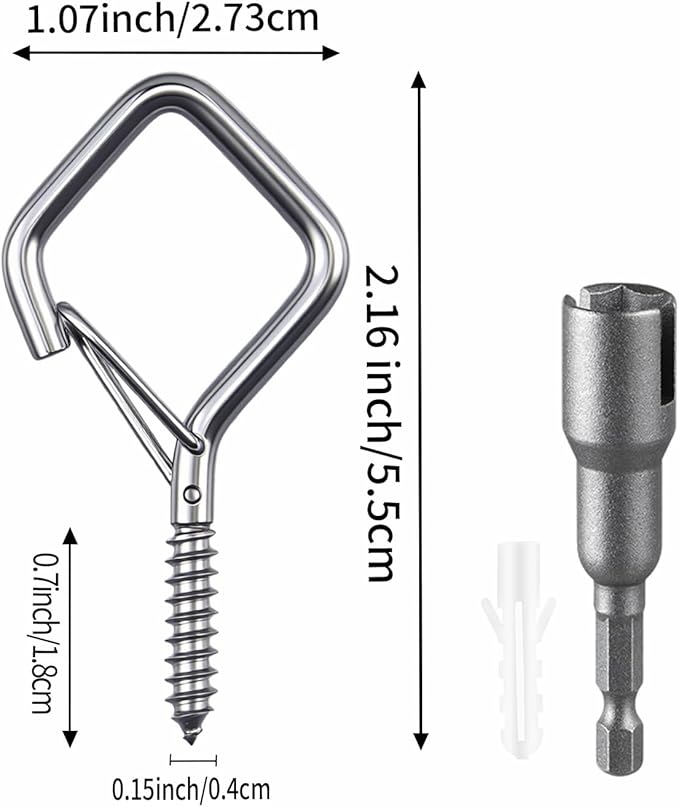 Screw Hooks 2.16 Inch, Metal Ceiling Hooks for Outdoor String Lights, Wind Chimes, Lanterns, and Hanging Decorations Indoor and Outdoor (304 Stainless Steel, 85)