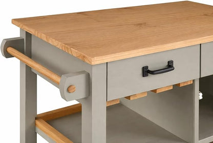 From the Tree Furniture Modern Kitchen Island Cabinet with Convenient Storage Drawers - Solid Pine Wood Coffee Bar Cart, 31" Storage & Organization Solution - Practical Kitchen Cabinet