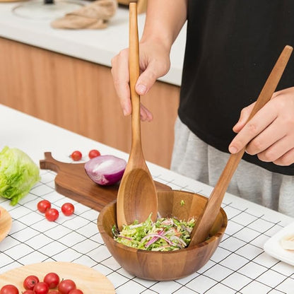 MornHalo 2PCS Acacia Wooden Spoons For Cooking-14 Inch Smooth Finish Cooking Spoons-Comfortable Grip Wood Spoons for Cooking - Non-Stick Cooking Utensils (Cooking Spoons 2pcs)