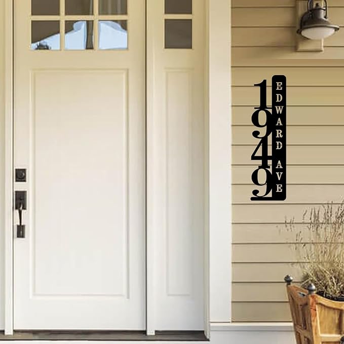 Personalized Vertical Address Plate,House Numbers Sign for Outside,Custom Metal Address Numbers for House Modern House Numbers,Street Name Address Sign,Great Housewarming Gifts Idea