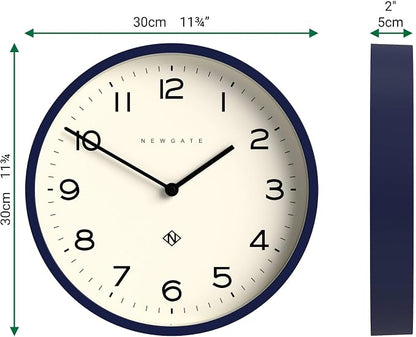 NEWGATE® Number Four Echo wall Clock | Modern Round Clock | 30cm | Midnight Blue | Easy to Read Numbers | Ideal for Kitchen, Living Room or Office