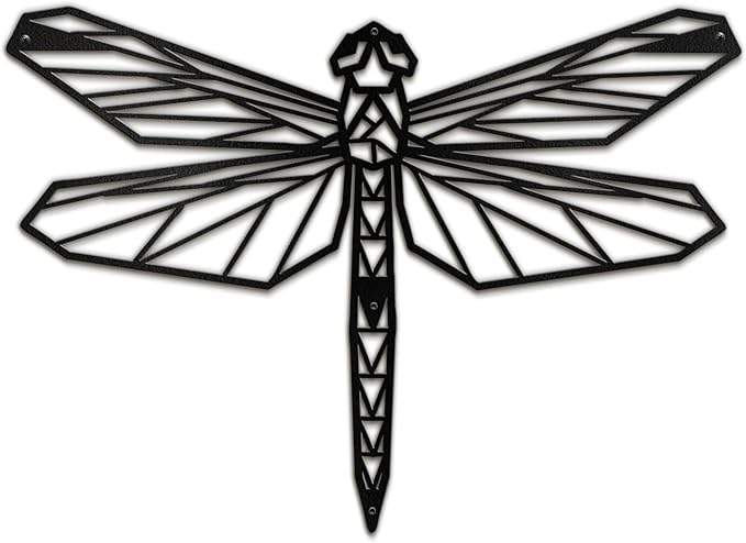 SIGNLEADER Metal Wall Art Decor Geometric Dragonfly Modern Abstract Wall Sculpture Hangings Home Decoration for Living Room, Bedroom, Bathroom, Kitchen, Outdoor - 12" Black