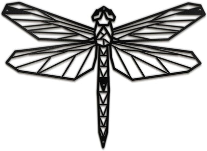 SIGNLEADER Metal Wall Art Decor Geometric Dragonfly Modern Abstract Wall Sculpture Hangings Home Decoration for Living Room, Bedroom, Bathroom, Kitchen, Outdoor - 12" Black