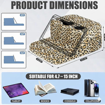 TabCouchCaddy - Couch Cup Holder Tray Pillow - Bed, Couch Caddy, Sofa, RV & Car - Holds Drinks, Snacks, Remotes, Phones, Kindle, Tablet | Bed Cup Holder (Leopard)