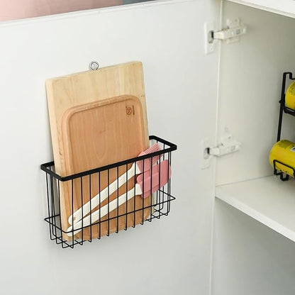 Toplife Wall Door Adhesive Kitchen Wrap Organizer Rack, No Drilling, Black, 2 Pack