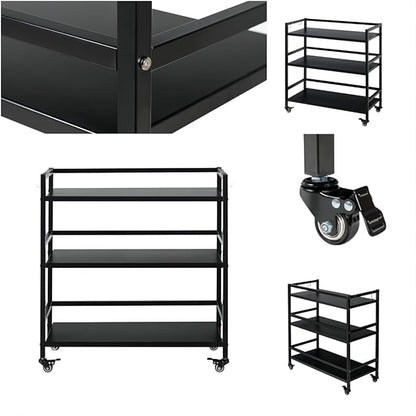 WHUANGKAKAMetal Storage Shelves,Garage Storage Shelving,Standing Storage Shelf,Black Metal Storage Rack,3 Tier Metal Shelving,Move Storage Shelf,Shelving Unit Organizer.