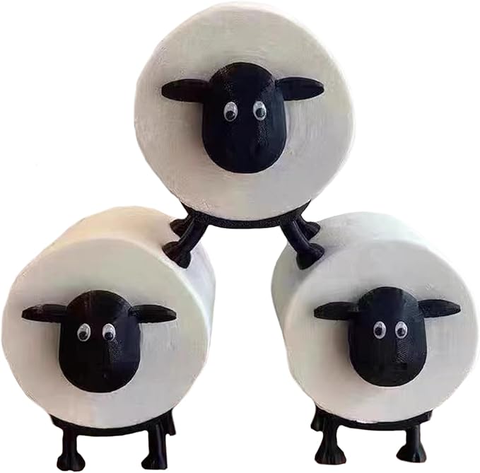 Generic Sheep Toilet Paper Holder, Cute Paper Towel Storage Rack, Wall-Mounted Paper Towel Basket, Black (3)
