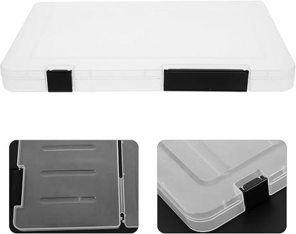 STAHAD A5 Plastic Document Organizer Box with Lid, Dustproof File Storage Case for Home Office, Portable Magazine and Scrapbook Paper Holder, Black Snap Closure