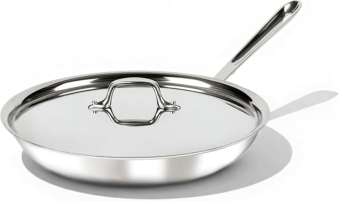 All-Clad D3® Stainless Steel 12 inch Frying Pan With Lid- Made in the USA- The Original Bonded Professional Cookware- Oven Safe & Induction Compatible