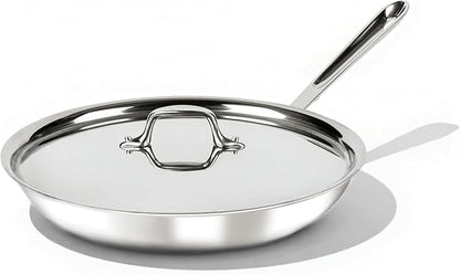 All-Clad D3® Stainless Steel 12 inch Frying Pan With Lid- Made in the USA- The Original Bonded Professional Cookware- Oven Safe & Induction Compatible