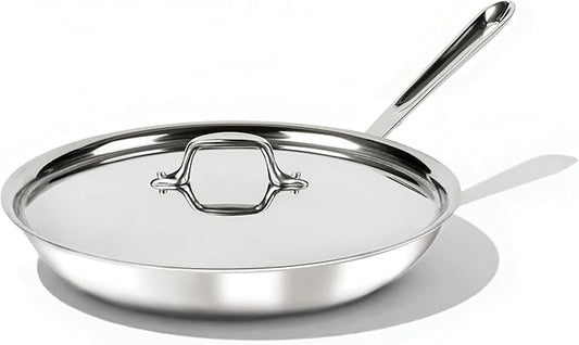 All-Clad D3® Stainless Steel 12 inch Frying Pan With Lid- Made in the USA- The Original Bonded Professional Cookware- Oven Safe & Induction Compatible