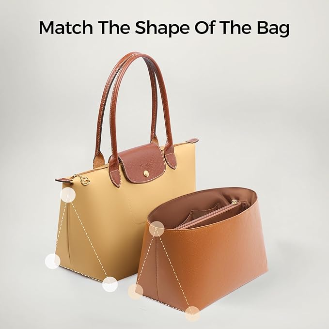 ZTUJO Purse Organizer Insert For Handbags For Le Pliage, Ultra-light Waterproof DupontPaper Upgraded Purse Organizer Insert (Brown, Small)