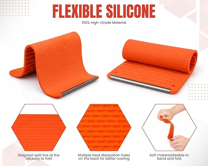 Silicone Phone Holder Flexible Aluminum Bendable Phone Holder Silicone Phone Stand for Desk Travel Treadmill Travel Phone Stand for Plane(Orange)