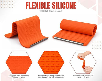 Silicone Phone Holder Flexible Aluminum Bendable Phone Holder Silicone Phone Stand for Desk Travel Treadmill Travel Phone Stand for Plane(Orange)