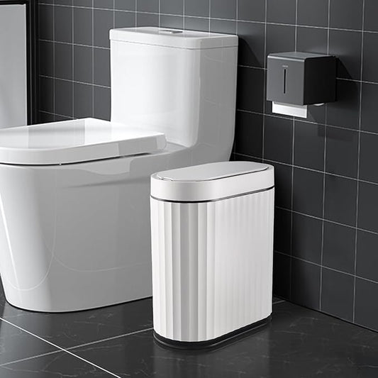 ELPHECO Bathroom Trash Can with Lid 2 Gallon Small Sensor Garbage Can, Slim Smart Trash Bin, Waterproof Automatic Wastebasket, Narrow Plastic Garbage Bin for Bathroom, Black and White