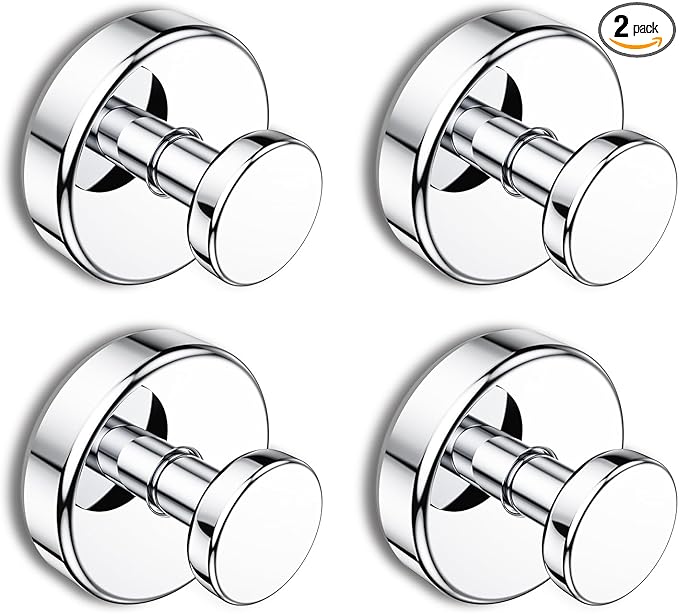 Bntuk Suction Cup Hooks for Shower, Removable Towel Hooks for Bathroom Window Glass Door Wall, Bath Robe Looafh Hook for Hanging - 4 Pack, Chrome