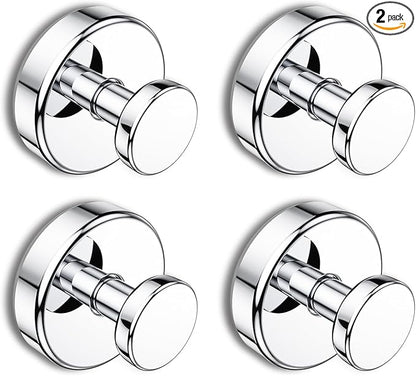 Bntuk Suction Cup Hooks for Shower, Removable Towel Hooks for Bathroom Window Glass Door Wall, Bath Robe Looafh Hook for Hanging - 4 Pack, Chrome