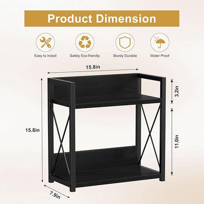 Giikin Kitchen Countertop Organizer, 2 Tier Coffee Bar Organizer, Black Spice Rack for Counter, Kitchen Counter Shelves, Particleboard, Large Size (15.8" L x 7.9" W x 15.8" H), Black