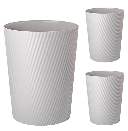UUJOLY Small Trash Can Wastebasket Garbage Can Container Bins for Bathrooms, Laundry Room, Kitchens, Offices, Kids Rooms, Dorms (Grey, 3 Pack)