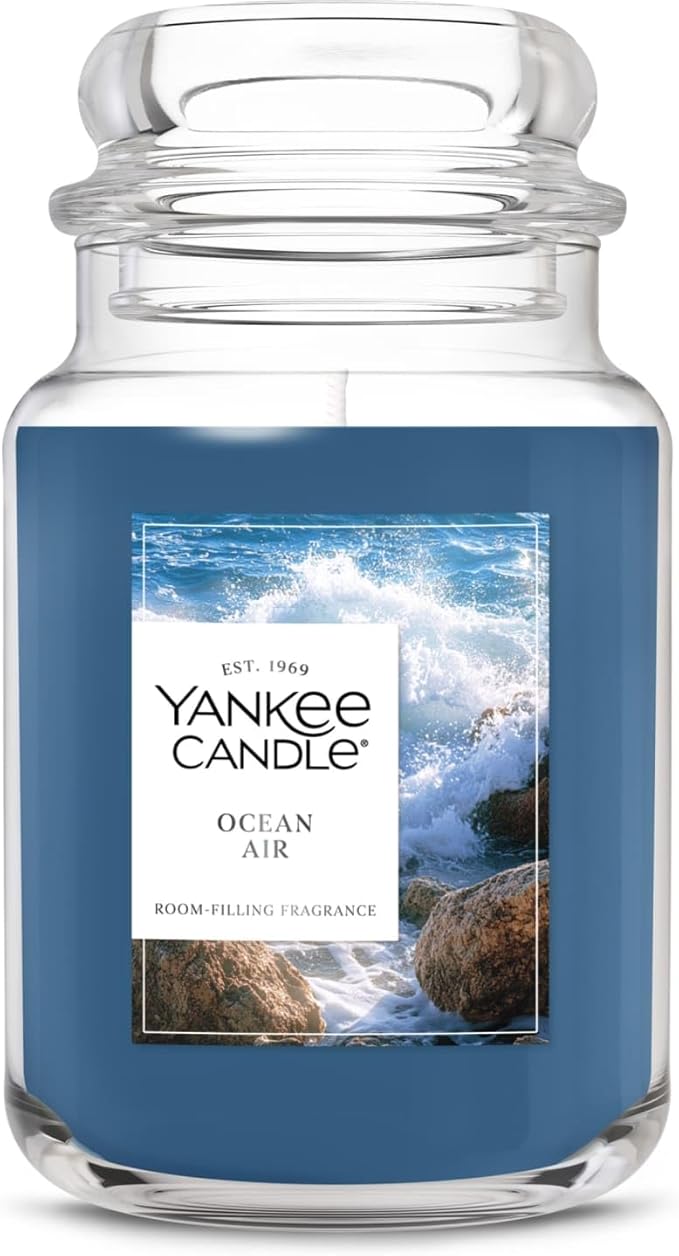 Yankee Candle Ocean Air, Scented Candle, 22oz Large Jar with up to 150 Hour Burn Time, Giftable