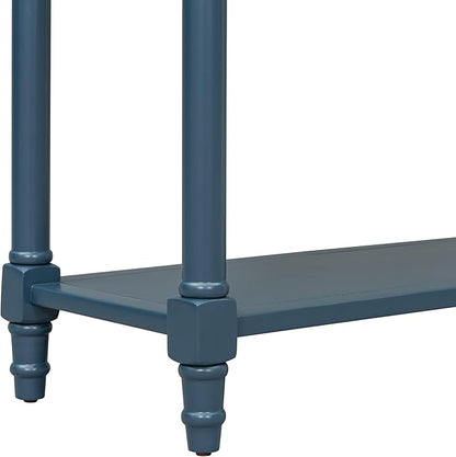 Knocbel Antique Entry Console Table with 2 Drawers & Bottom Open Shelf, Wood Sofa Tables for Entryway Hallway Living Room, 35.34" W x 13.8" D x 30.25" H, Dark Navy