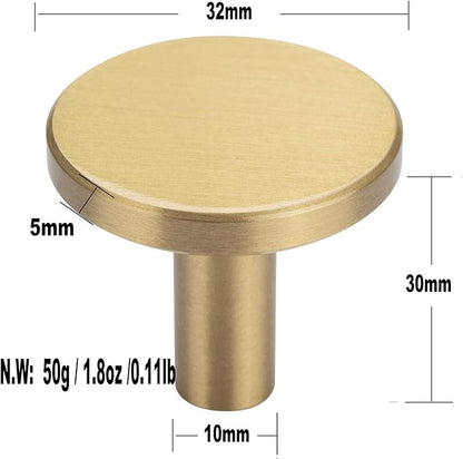 YANGQIHOME Pack of 4, Brushed Brass Decorative Wall Hooks, 32mm x 30mm, for Bathroom,Lavatory,Clothing Store, Hotel, Cafe,Hat,Towel Coat Hook Hangers Wall Mounted (Round)