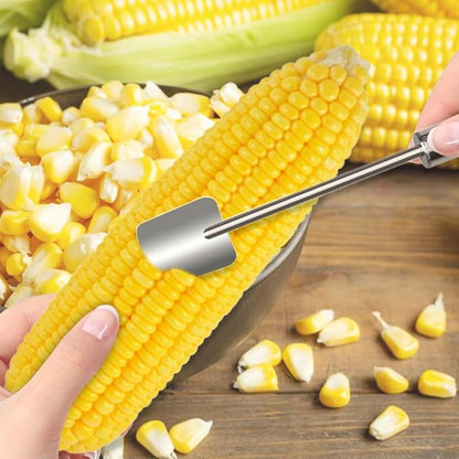 Corn Peeler for Corn on The Cob Stripper Tool, 2025 New Long Handle Stainless Steel Corn Stripper Tool, Quick Corn Kernel Remover Tools for Kitchen Use (2PC)