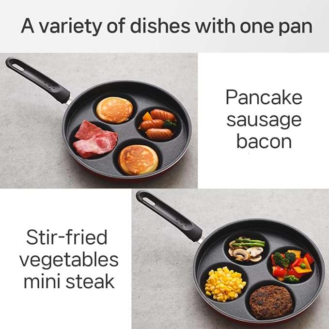 4-Cup Egg Frying Pan Skillet, Non Stick Egg Cooker Pan, Omelet Pan For Breakfast Pancake, Crepe Pan Gas Stove & Electronic
