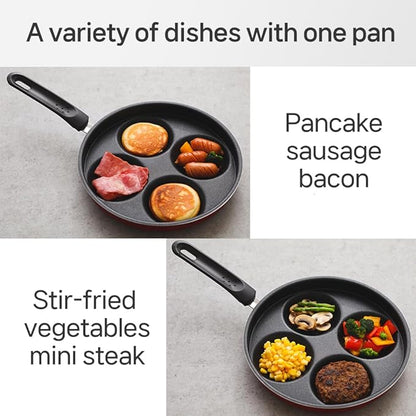 4-Cup Egg Frying Pan Skillet, Non Stick Egg Cooker Pan, Omelet Pan For Breakfast Pancake, Crepe Pan Gas Stove & Electronic