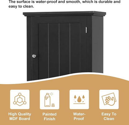 Bathroom Storage Cabinet, Tall Cabinet with Adjustable Shelf | Tall bathroom storage cabinet, 2 enclosed cabinets and middle pull-out compartment keep daily essentials organized