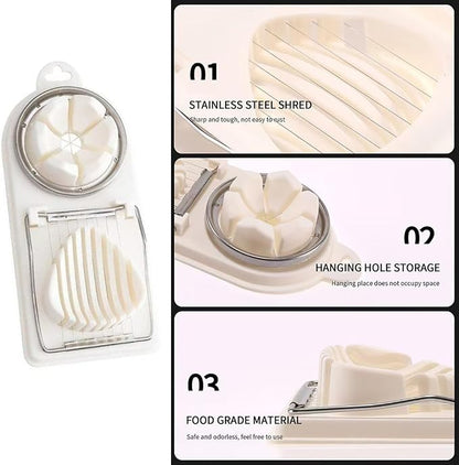 Egg Slicer for Hard Boiled Eggs Egg Cutter Strawberry Slicer Heavy Duty Tomato Slicer Stainless Steel Wire Multipurpose Egg Slicer Dicer for Soft Fruit Mushroom Home Use