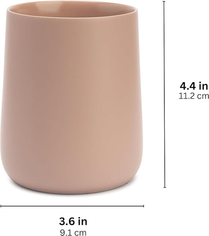 Yew Design Matte Dusty Pink/Mauve Toothbrush and Toothpaste Holder and Cup for Bathroom Vanity and Countertop, Round Organizer for Electric Toothbrushes, Floss, Razors, Cotton, and Mouthwash
