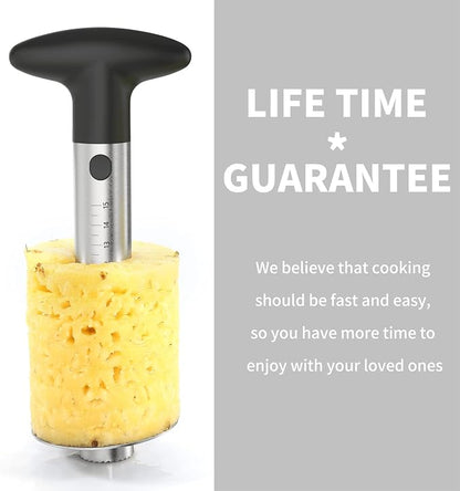OOKUU Pineapple Corer Cutter, Stainless Steel Fruit Pineapple Peeler Slicer [Upgraded, Reinforced, Thicker Blade], Pineapple Core Remover with Measure Mark, Kitchen Tool for Diced Pineapple Rings
