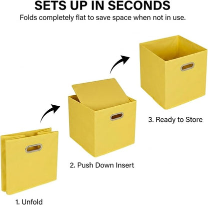 Household Essentials 6 ct Open Fabric Cube Storage Bins, Golden Yellow