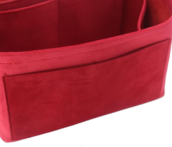Purse Organizer Insert, Suede Bag Organizer Handbag Tote Shaper, Suede Material, Soft and Non Damaging Bag (Slender Medium,Red)