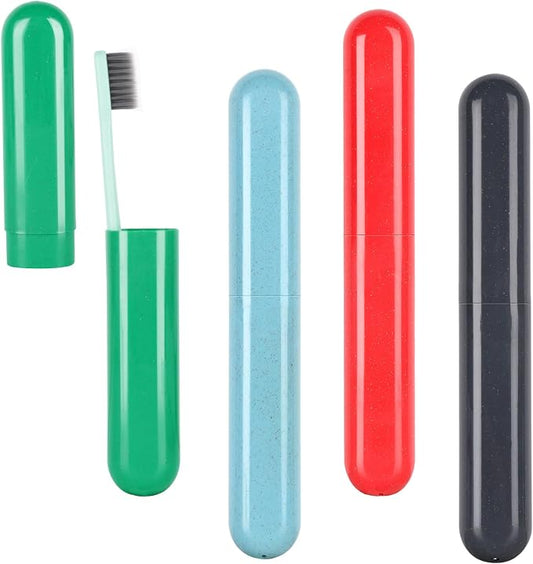 Hooqict 4 Pack Travel Toothbrush Case Portable Travel Toothbrush Holder Plastic Toothbrush Container Protector Cover for Traveling, Camping, Home, School, Business