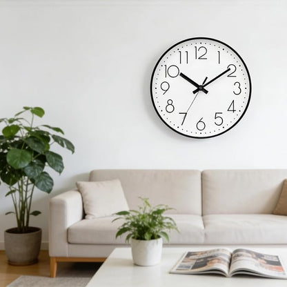 DAXSMY Wall Clock - 8 Inch Silent Non-Ticking Modern 3D Wall Clocks Battery Operated - Decorative Clock for Kitchen, Home Office, Bathroom, Bedroom(White)