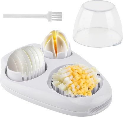 3 in 1 Boiled Egg Slicer, 3 Slice Modes Chopper Cutter with Brush, Manual Egg Slicer Steel Wire Dicer for Hard Boiled Eggs, Kitchen Gadget for Soft Fruit Butter, Labor Saving