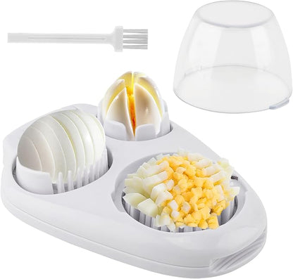 3-In-1 Egg Slicer for Hard Boiled Eggs,Stainless Steel Egg Cutter with 3 Cutting Modes,Multipurpose Kitchen Gadget,Dicer for Butter Strawberry,Mushroom,Banana,Cherry,Tomato
