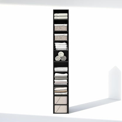 Furinno PASIR 10-Tier Closet Organizers and Storage, Open Shelf, Storage Organizer, 12-Inch Width, for Closet, Bedroom, Blackwood