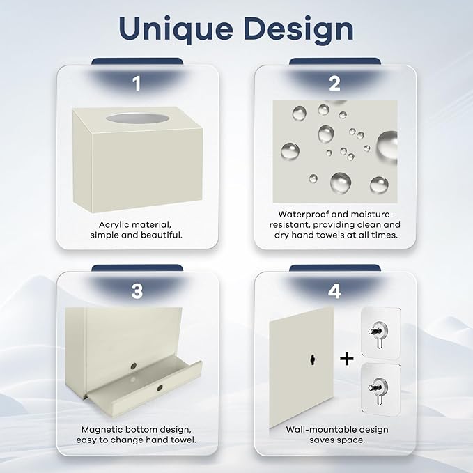 Acrylic Hand Towel Box Cover Compatible with Kleenex Disposable Hand Towels Wall-Mounted Paper Towel Dispenser Suitable for Tabletop, Bathroom, Car, and Office Use Valentine's Day Gifts (Beige)