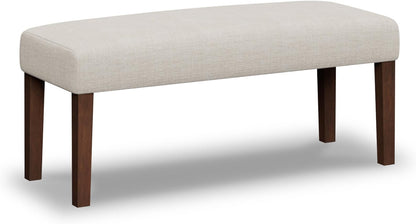 44" Bedroom Bench, Fabric End of Bed Bench, Entryway Benches, Upholstered Ottoman Bench with Wood Legs for Kitchen, Indoor, Living Room and Hallway (Beige)