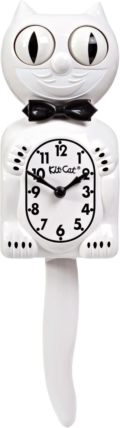 Kit Cat Klock® Limited Edition White - Iconic Retro Cat Clock with Moving Eyes and Tail, Battery Operated Wall Clock, Made in USA, Perfect for Home Decor, Modern Clock, Unique Gift